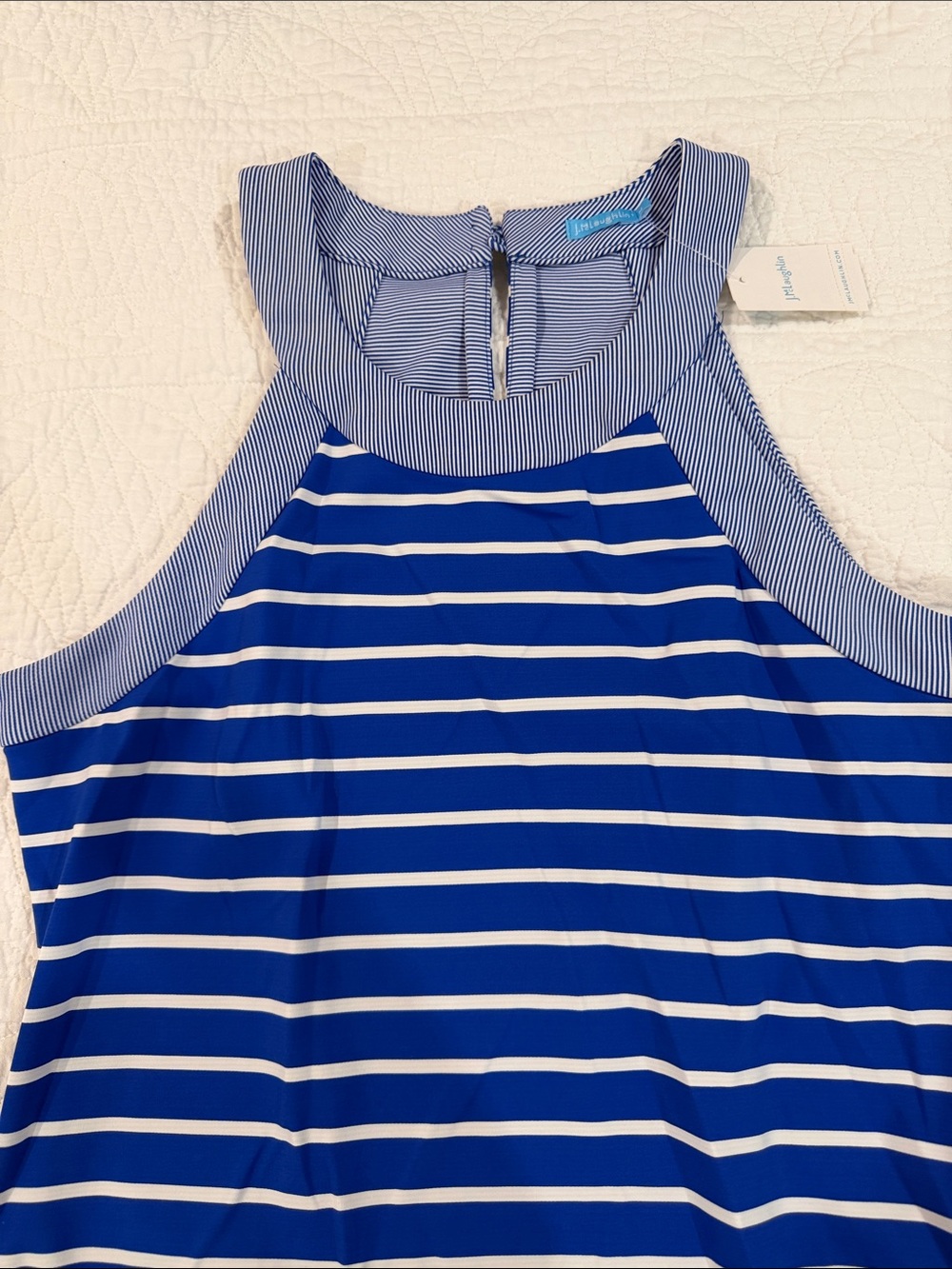 J. McLaughlin Blue and White Striped Maxi Dress